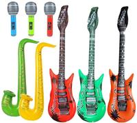 Inflatable Guitar Saxophone Microphone Balloon Set, 8 Pack Large Musical Instruments Accessories For Kids Adults Birthday Party Supplies Favors Photo Booth Props