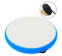Inflatable Gymnastic Mat 100x100x10cm Blue Grey High-Density PVC with Pump & Bag