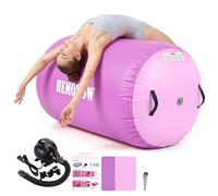 Inflatable Gymnastics Air Barrel Roller with Electric Pump, Heavy Duty PVC Tumbling Barrel Back Handspring Trainer, Air Tumble Track Mat for Home Gym, Cheerleading, Yoga Practice