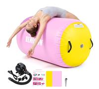 Inflatable Gymnastics Air Barrel Roller with Electric Pump, Heavy Duty PVC Tumbling Barrel Back Handspring Trainer, Air Tumble Track Mat for Home Gym, Cheerleading, Yoga Practice