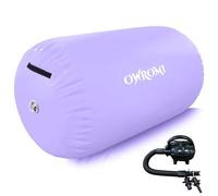 Inflatable Gymnastics Air Mat Tumble Track with Gymnastics Air Barrel - Inflatable Air Spot Tumbler Backbend Trainer Air Roller Tumbling Mat with Electric Pump (Light Purple, 24 * 39.4in)