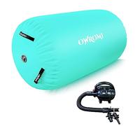 Inflatable Gymnastics Air Mat Tumble Track with Gymnastics Air Barrel - Inflatable Air Spot Tumbler Backbend Trainer Air Roller Tumbling Mat with Electric Pump (Green, 24 * 39.4in)