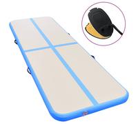 Inflatable Gymnastics Mat 400x100x10cm Blue Density PVC Shock Absorb with Pump