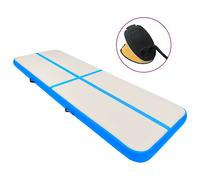 Inflatable Gymnastics Mat Blue 500x100x15cm High-Density PVC Portable with Pump