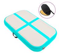 vidaXL Inflatable Gymnastics Mat with Pump Exercise Fitness Yoga Pilate Training Equipment Workout Gym Flooring Mat for Home Use PVC Green