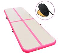 Inflatable Gymnastics Mat Pink 500x100x10cm High Density PVC 18kg Pump Included