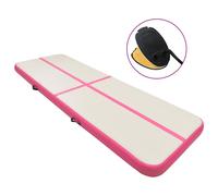 Inflatable Gymnastics Mat Pink/Grey 400x100x15cm High Density PVC with Pump Air