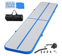 Inflatable Gymnastics Mat Tumble Track Gym Floor Mat 3M 4M 5M 6M Air Tumbling Training Track Thick 10cm with Electric Pump for Gymnastics Home Kids Tumble Training/Yoga/Water/Pilates (Blue, 5m/16ft)