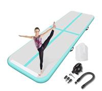 Inflatable Gymnastics Mat Tumble Track Gym Floor Mat 3M 4M 5M 6M Air Tumbling Training Track Thick 10cm with Electric Pump for Gymnastics Home Kids Tumble Training/Yoga/Water/Pilates (Green, 6m/20ft)