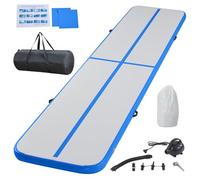 Inflatable Gymnastics Mat Tumble Track Gym Floor Mat 3M 4M 5M 6M Air Tumbling Training Track Thick 10cm with Electric Pump for Gymnastics Home Kids Tumble Training/Yoga/Water/Pilates (Blue, 6m/20ft)