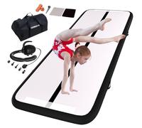 Inflatable Gymnastics Mat Tumbling Mat 13 ft 6.6 ft 10ft 16ft 20ft 4inch Thick Tumble Track Air Gymnastic Training Equipment for Kids Tumble Gym Yoga/Water/Dance (4m,black)