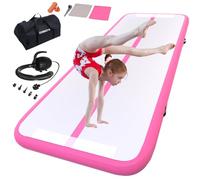 Inflatable Gymnastics Mat Tumbling Mat 13 ft 6.6 ft 10ft 16ft 20ft 4inch thick Tumble Track Air Gymnastic Equipment for Kids Home Tumble Training Gym/Yoga/Water/Dance(4m,pink)