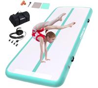 Inflatable Gymnastics Mat Tumbling Mat 13 ft 6.6 ft 10ft 16ft 20ft 4inch Thick Tumble Track Air Gymnastic Training Equipment Kids Home Cheer/Yoga/Water/Dance(4m,green)