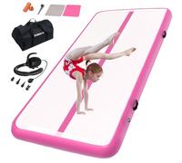Inflatable Gymnastics Mat Tumbling Track 10 ft 6.6 ft 13ft 16ft 20ft 4inch Thick Tumble Track Air Gymnastic Training Equipment for Home Kids Training Gym Yoga/Water/Dance(3m,pink)