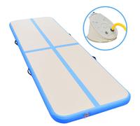 vidaXL Inflatable Gymnastics Mat with Pump 400cm PVC Blue Exercise Gym Carpet