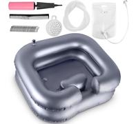 Inflatable Hair Wash Basin, Portable Shampoo Aid Bowls, Easy to Use, When not in Use, Can be Deflated Storagefor Maternal, Bedridden, Disabled, Vulnerable or Elderly (Silver)