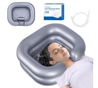 Inflatable Hair Washing Basin & Portable Shampoo Bowl - Adjustable for Bedridden, Disabled, Elderly, Injured & Children | Leakproof Design for Pregnant Women & Home Care | Compact Foldable (Silver)