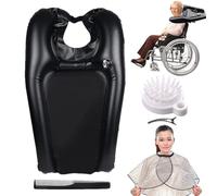 Inflatable Hair Washing Basin - PVC Blow Up Tub, Waterproof Shawl Clip Combs, Portable Shampoo Bowl Neck Rest, Sink Tray for Home, Bedside Spa Station, Mobility Aid Equipment