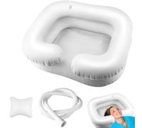 Inflatable Hair Washing Basin with Head Pillow, Portable Inflatable Shampoo Basin for Disabled Elder People Pregnancy Patient #1 (White)