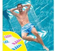 Inflatable Hammock Pool Float 2 Pack Blue and Pink Floater with Beach Ball and Pump,
