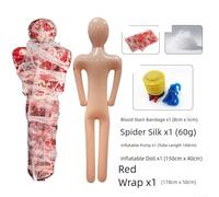 Inflatable Hanging Corpse Set with Bloodstain Bandages, Spider Silk, and Inflator for Outdoor Halloween Party or Haunted House Decoration (5pcs black body bag)