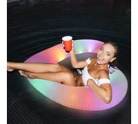 Inflatable Heart Pool Float, Sweet Love Swim Rings Float Loungers Tube for Summer Water Fun Beach Party Toys Floaties for Adults(LED Pink,2)