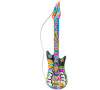 WIDMANN 04816 - Inflatable Groovy Guitar With Strap, Adult Unisex, Length 105 cm, Hippie, 60s, Rockstar, Pop Star, Musicians, Carnival, Theme Parties
