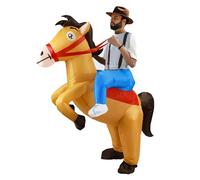 Inflatable Horse Costume, Blow up Cowboy Riding Horse Costume Suit with Battery Operated Blower for Halloween Christmas Carnivals Festival Party (Large)