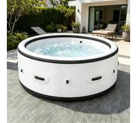 Inflatable Hot Tub for 4-6 People, Leak-Proof PVC Spa with 150 Air Jets, Bubble Massage and PTC Drainage for Low Water-Level Heating and Circulating Water