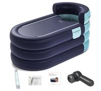 Inflatable Hot Tub with Electric Pump, Portable Freestanding Bathtub with Drain Hose and Lid, Ideal for Hot and Ice Bath