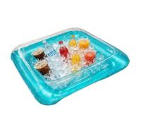Inflatable Ice and Food Tray - Large Square Floating Tray Portable Thickened with Drain Plug - Inflatable Table Cooler | For Swimming Pool Garden Summer Beer Drinks Snacks P