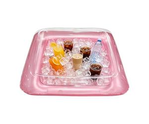 Inflatable Ice Serving Bar | Large Square Portable Floating Thickened Tray with Drain Plug, Inflatable Cooler Table, For Swimming Pool, Garden, Terrace, Summer, Beer, Beer, Beer, Beach, Picnic
