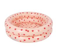 Inflatable Kiddie Pool, Blow Up 2 Ring Round Baby Inflatable Ball Pit Pool, Paddling Center for Backyard Summer Water Game Play, Indoor Outdoor Fun, 34.25" X 10.24" (Red Heart)