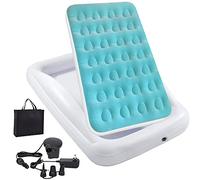 Inflatable Kids Travel Bed Toddler Air Mattress Set - Portable Blow Up Mattress Sleeping Bed Cot with Security Bed Rails and Electric Pump Ideal for Road Trip Camping Sleepovers etc. (Upgraded)