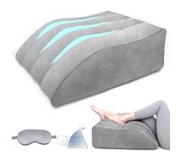 Inflatable Leg Pillow for Sleeping, Adjustable Leg Elevation Pillow with Eye Mask, Leg Support Pillow for Side Sleepers, Portable Leg Rest Wedge Pillow for Bed, Travel, Camping, Daily Relaxation