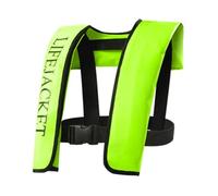 Inflatable Life Jacket for Adults, Manual Pull-Cord Activation, Lightweight Portable Flotation Vest for Kayaking Fishing Boating Swimming, Up to 330 lbs(Green Manual inflation)
