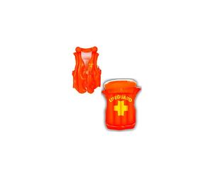 Inflatable Lifeguard Vest - Jacket Watch Float Beach Pool Student Fancy Dress - inflatable lifeguard jacket vest watch float beach pool student