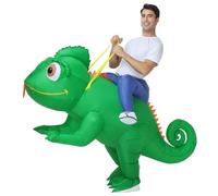 Inflatable Lizard Costume for Adults Funny Riding Chameleon Halloween Blow Up Costume for Men Women Cosplay Party Suit