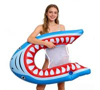 Inflatable Lounge Chair Shark Print Floating Lounge | Inflatable Pool Floats for Adults for Summer Travel Relaxation Sunbathing Tanning Family