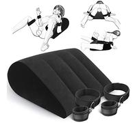 Inflatable Lumbar Pillow Handcuffs Set - Adjustable Footcuffs Thigh Sex Positions Cushion Sex Game More Fun Bed Pillow Furniture Erotic Ramp(Black)