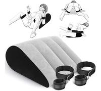 Inflatable Lumbar Pillow Handcuffs Set - Adjustable Footcuffs Thigh Sex Positions Cushion Sex Game More Fun Bed Pillow Furniture Erotic Ramp(Gray)