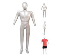 Inflatable Mannequin Full Body PVC Soft Inflatable Dummy with Arm Stylish Man Blow up Mannequin for Clothing Display, Silver Art Supplies