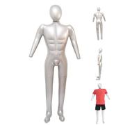 Inflatable Mannequin Full Body, PVC Soft Inflatable Dummy with Arm Stylish Man Blow up Mannequin for Clothing Display (Silver)
