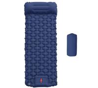 Inflatable Mat Camping Sleeping Self Inflating Mattress Bed Air Pillow Hiking - Navy Blue