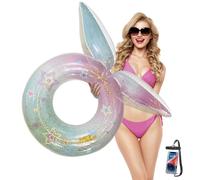 Inflatable Mermaid Swimming Ring with Glitter Cute Sequins Pool Float Rubber Ring Swim Tube for Adults Kids Water Sports Beach Party Toys Decoration