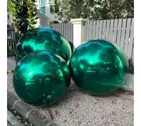 Inflatable Mirror Ball Big Shiny Balls Airtight Hanging&Standing Mirror Balloon Large PVC Sealed Sphere For Events & Stage Party, Advertising, Shows Decoration (1 Piece Christmas Green, 39in /1.0m)