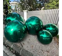Inflatable Mirror Ball Big Shiny Balls Airtight Hanging&Standing Mirror Balloon Large PVC Sealed Sphere For Events & Stage Party, Advertising, Shows Decoration (1 Piece Christmas Green, 48in /1.2m)