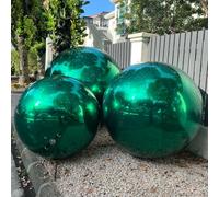 Inflatable Mirror Ball Big Shiny Balls Airtight Hanging&Standing Mirror Balloon Large PVC Sealed Sphere For Events & Stage Party, Advertising, Shows Decoration (1 Piece Christmas Green, 60in /1.5m)