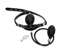 Inflatable Mouth Gag with Lock Open Mouth Plug Ball Adjustable Bondage Gag Muzzles Strap On BDSM Sex Toy for Fetish Lover