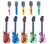 Inflatable Musical Instrument Inflatable Guitar Inflatable Microphone Age 2+, Eurovision Party Decorations,Balloon Kids Inflatable Props Birthday Party Decoration Balloon Supply Balloons 10 PCS
